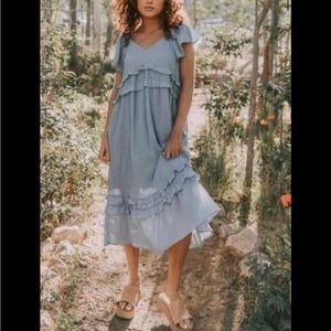 Blue Maxi Flutter Dress